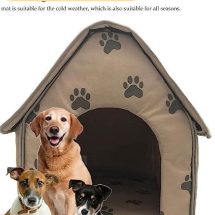 Foldable khaki pet bed for dogs and cats, detail photo 5