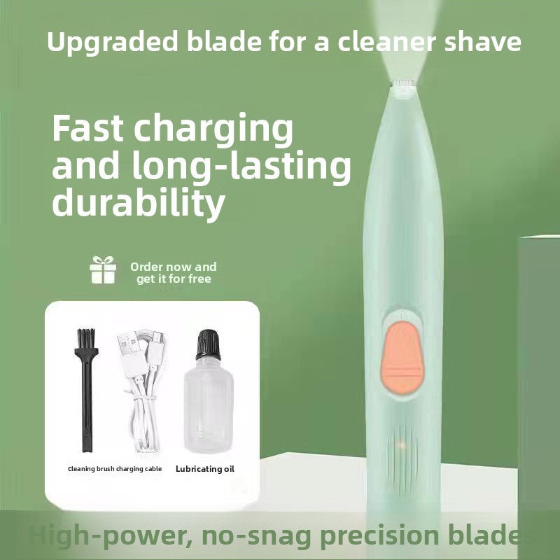 Silent Mini Paw Hair Trimmer, Battery or USB LED Models for Pets