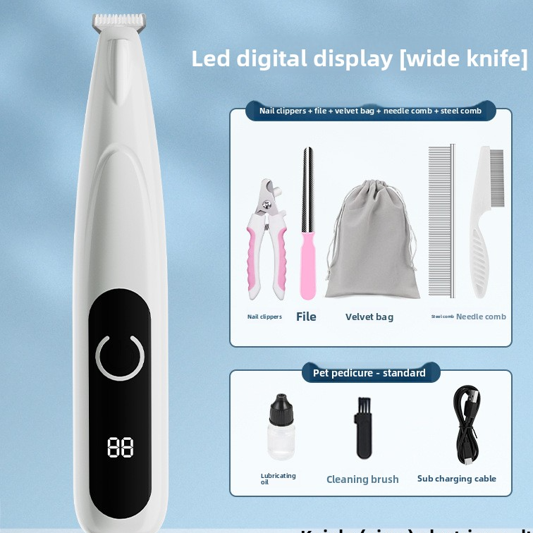 Rechargeable Paw Hair Shaver with LED Light and Ceramic Blade