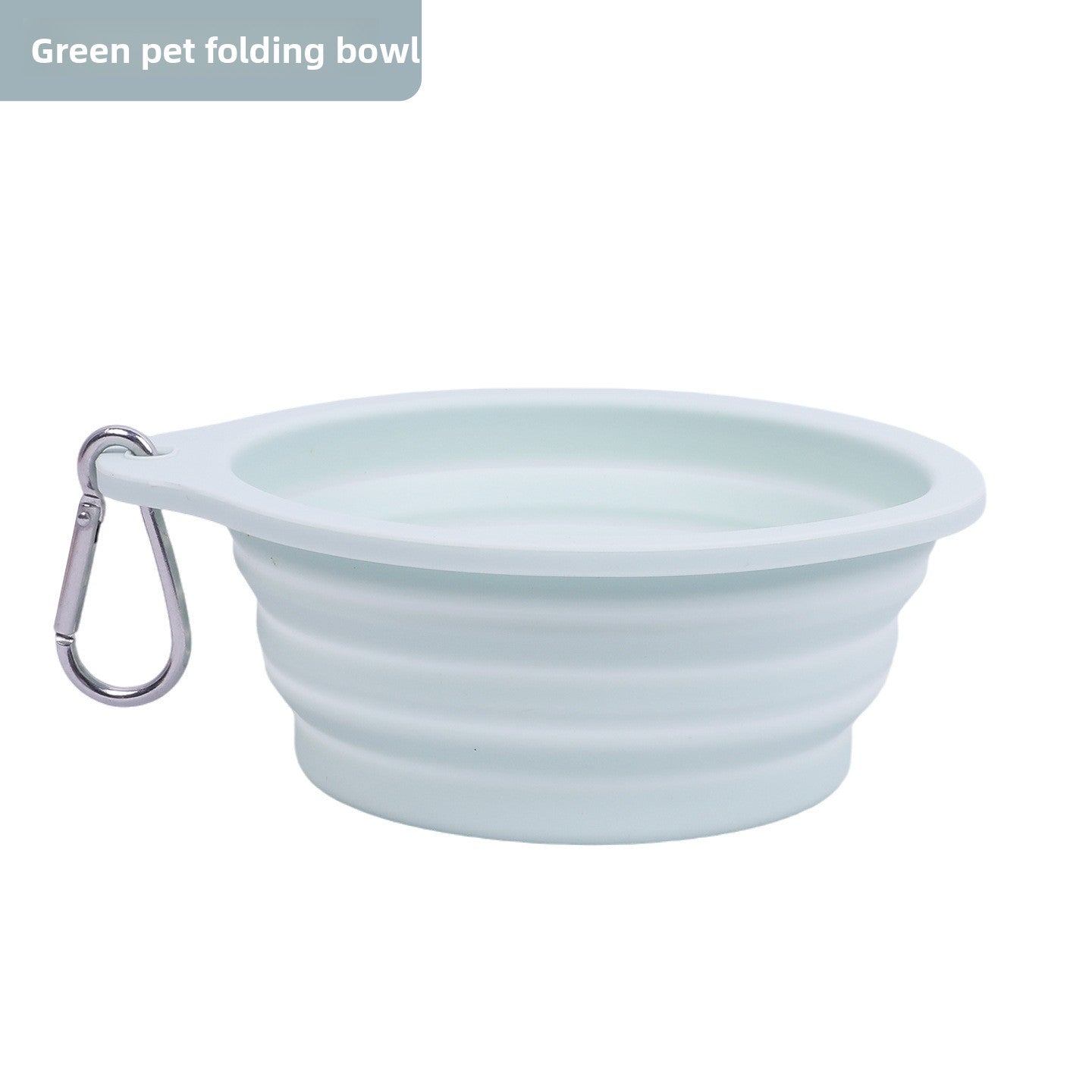 Foldable silicone pet bowl for dogs and cats in Green, in use with a pet
