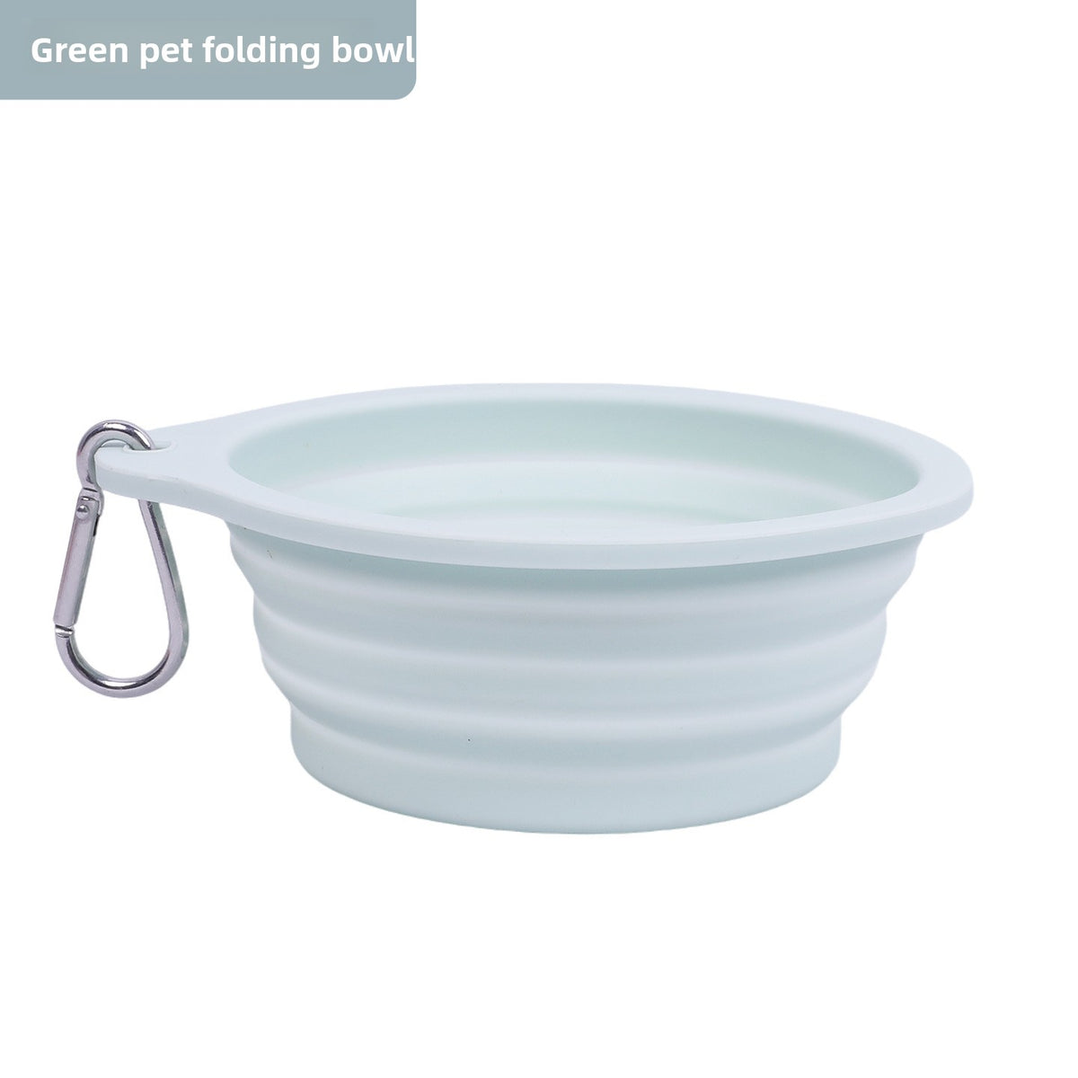 Foldable silicone pet bowl for dogs and cats in Green, in use with a pet