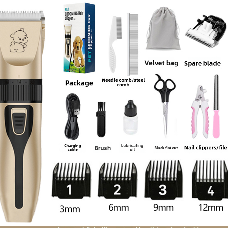 Cordless Pet Hair Clipper with Upgraded Ceramic Blade and Combs