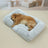 Square long plush pet bed in light grey