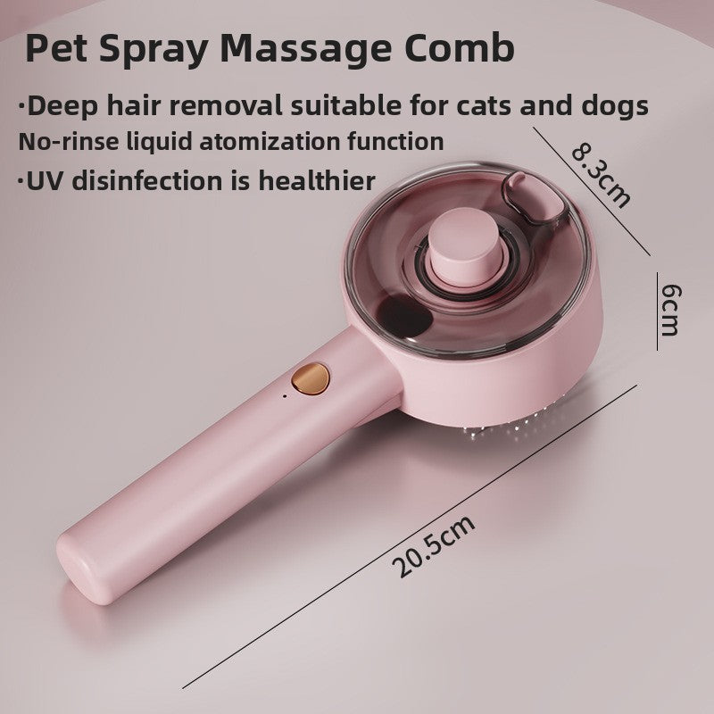 Self-Cleaning Pet Spray Massage Comb with One-Click Release