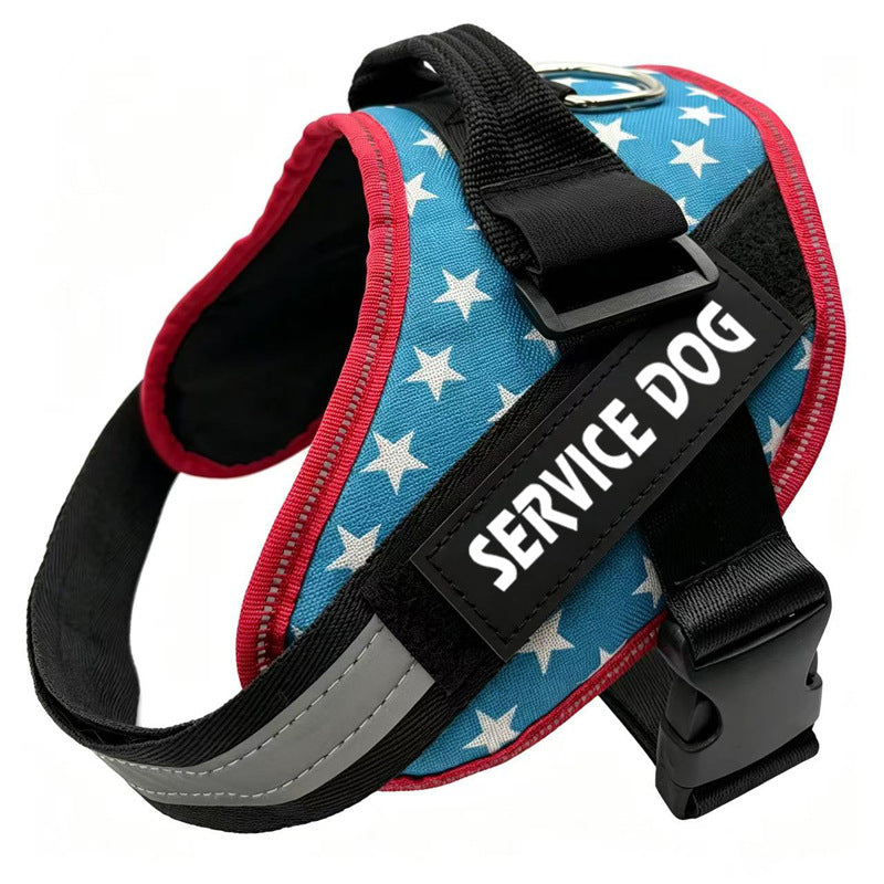 Reflective Oxford dog harness with hook and loop patch areas in 16 colour options