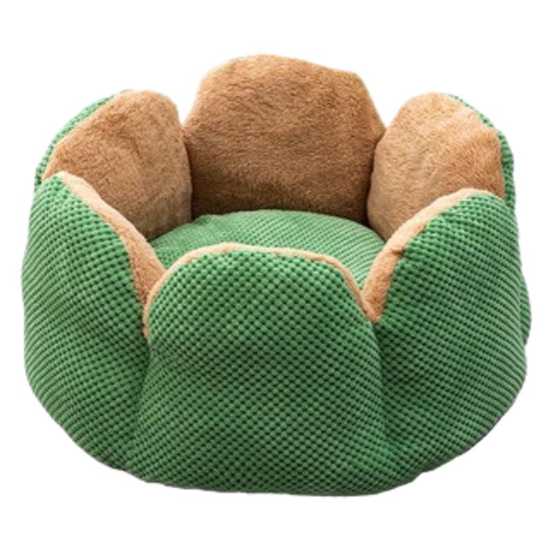 Green cactus shaped flannel cat bed, view 5