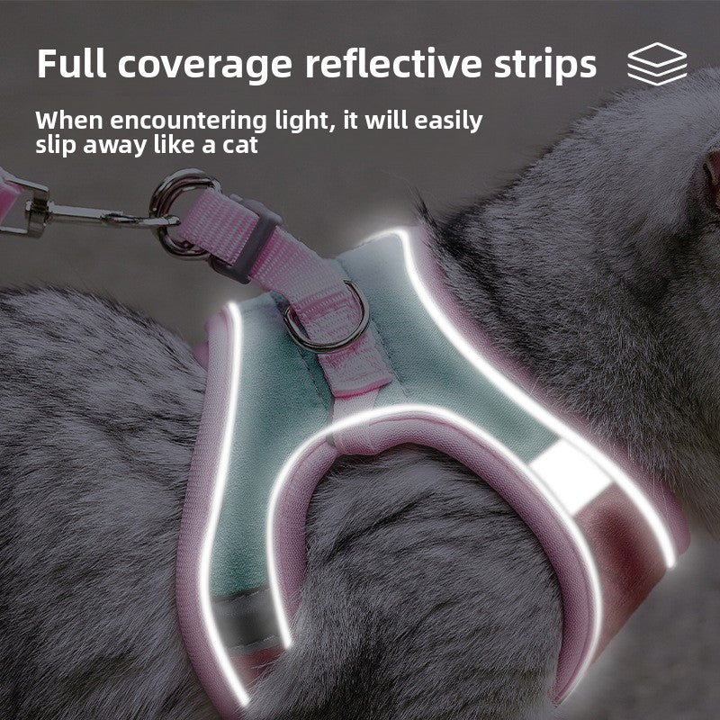 Cat vest harness sets in eight bright two tone colourways
