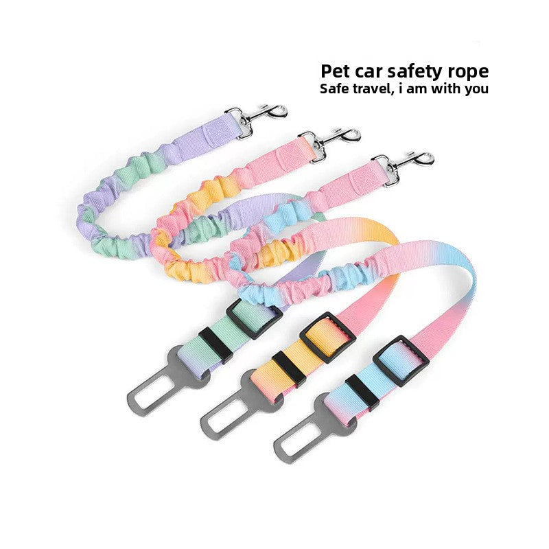 Gradient elastic dog car seat belt in 3 colour options