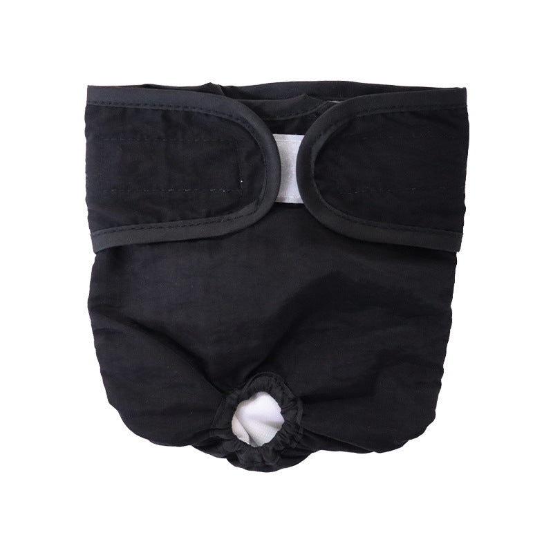 Reusable dog hygiene pants with hook and loop fastening in Male Green, front view