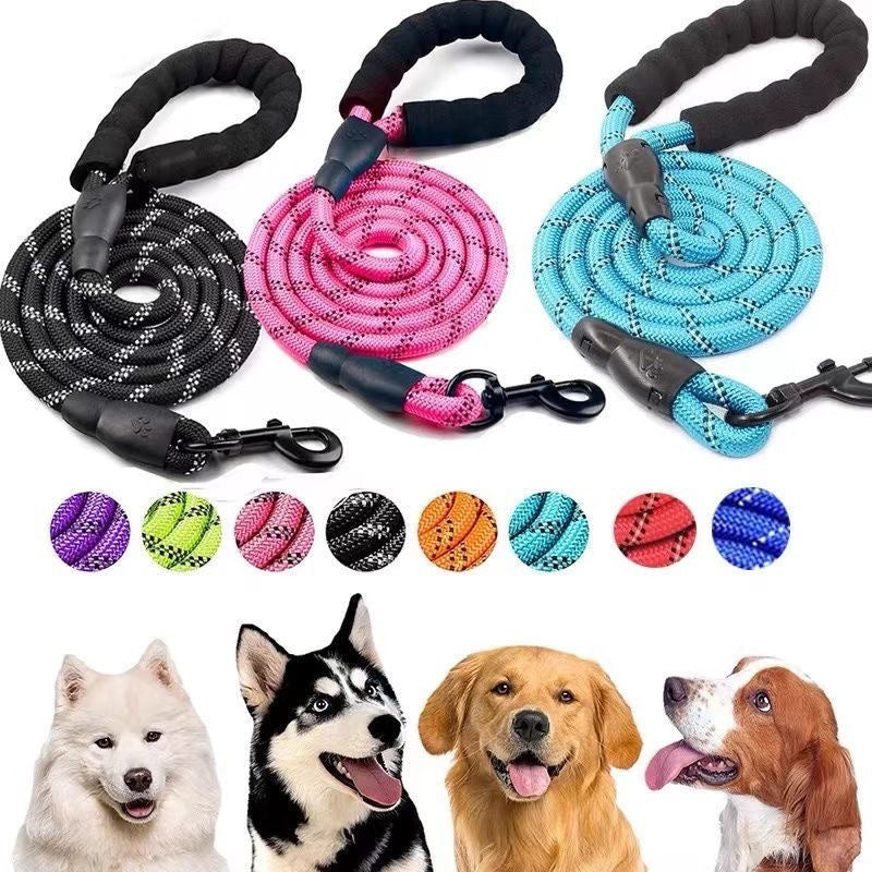 Reflective nylon dog lead in 8 colour options