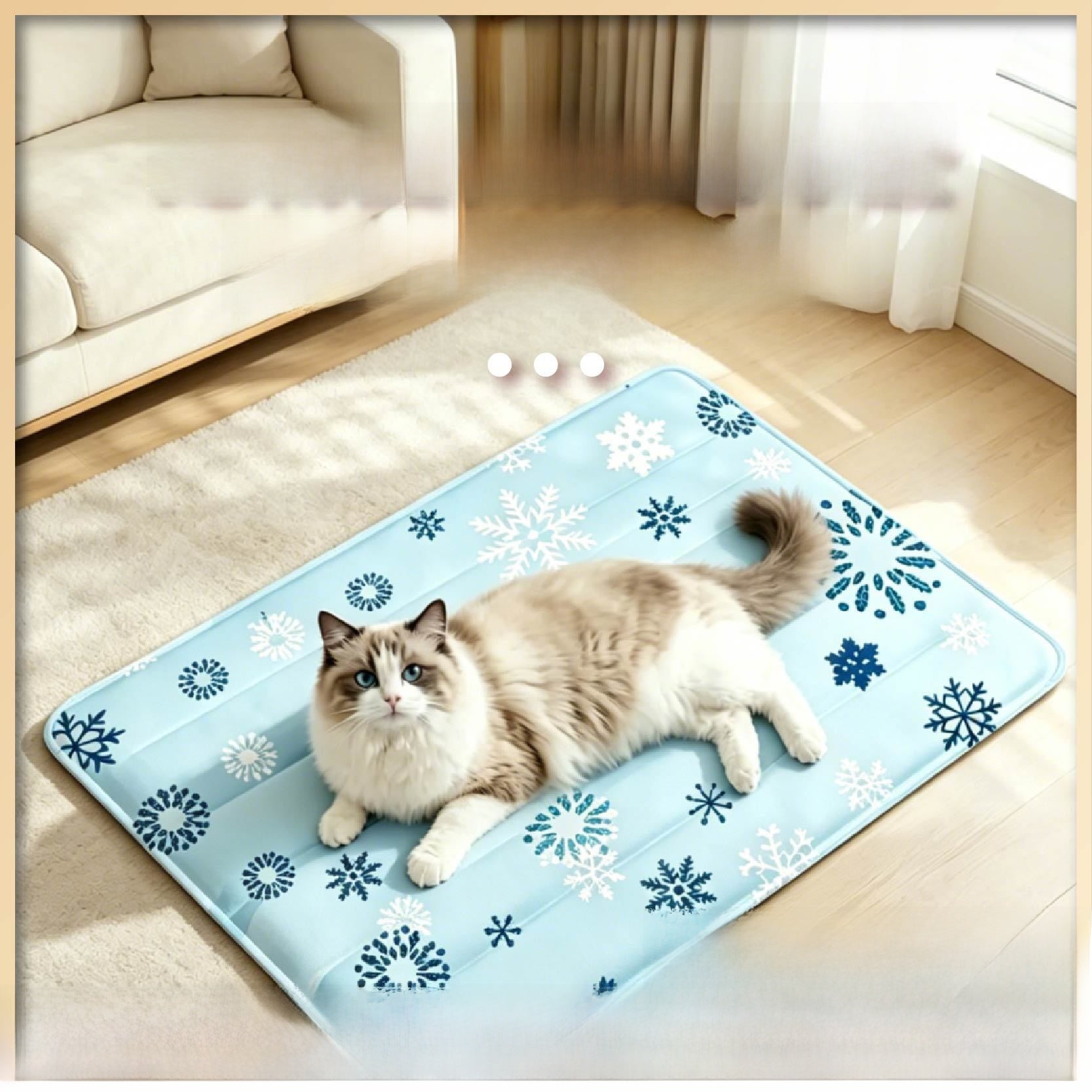 White shark print cooling gel pet mat for cats
