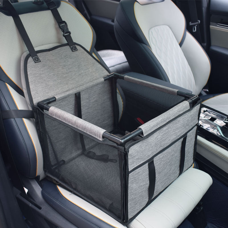 Black grey waterproof dog car booster seat with frame, photo 7