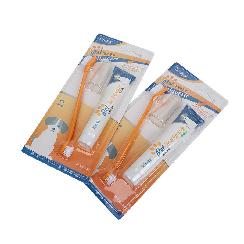 Pet Finger Toothbrush and Toothpaste Set, Vanilla or Beef Flavour
