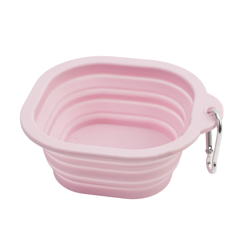 Outdoor Portable Folding Silicone Pet Bowl with Carabiner, 350ml and 650ml Sizes