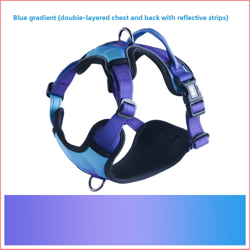 Green camo double layer dog harness with secure buckle