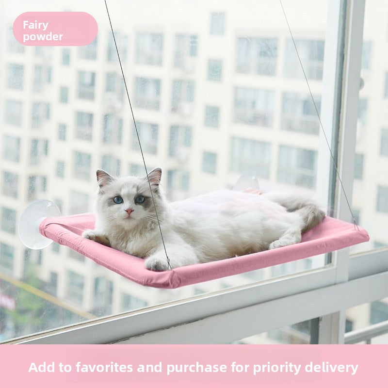 Foldable window cat hammock with suction cups in Pink