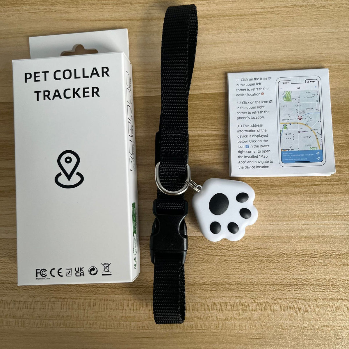 Mini Bluetooth Pet Tracker with Alarm, Anti-Lost Collar Locator