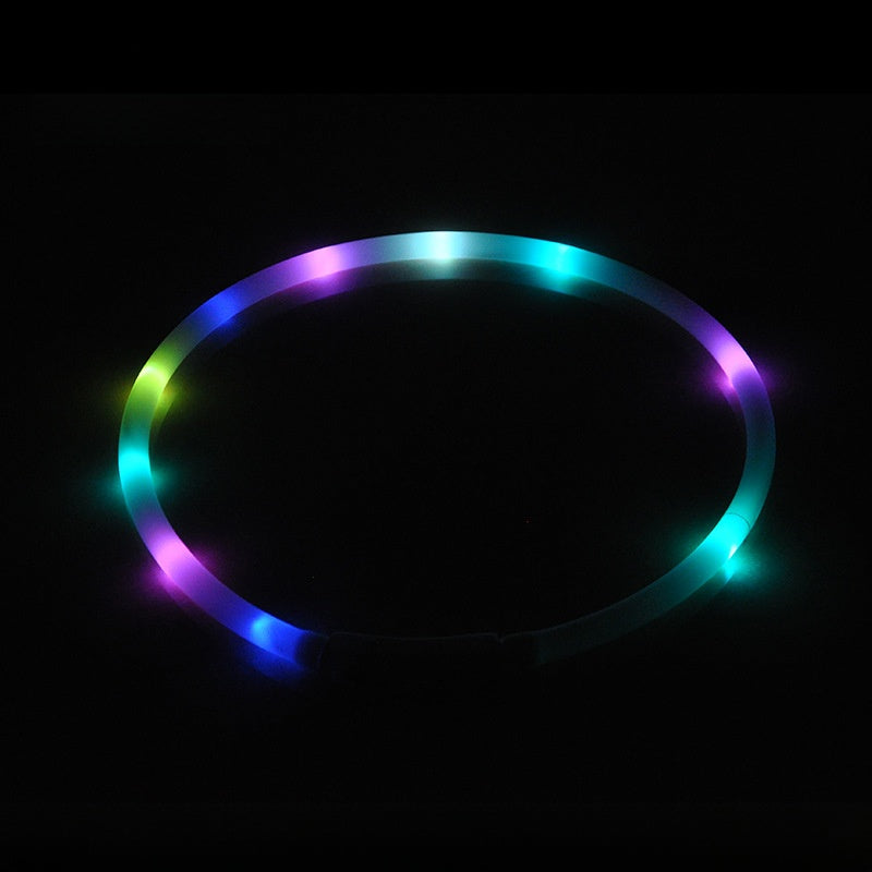 Rechargeable LED silicone dog collar in Red, side view