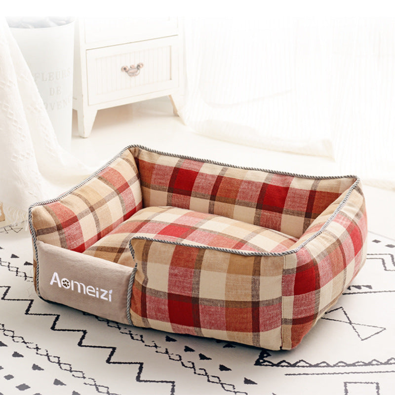Check pattern pet nest bed with removable washable cover, photo 25 of 77