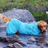 Waterproof four-leg windbreaker for large dogs in Red, showing size and shape