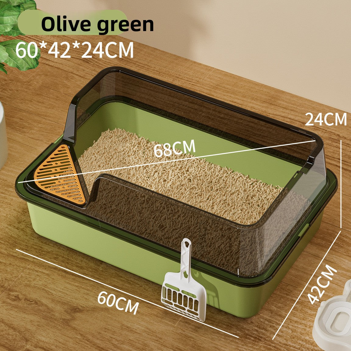 Extra Large Semi-Enclosed Cat Litter Box, High Sided Anti-Splash