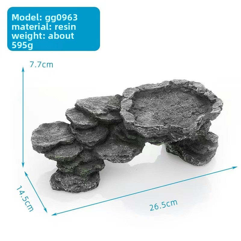 Resin rock turtle basking platform and reptile hide in Style BG0963