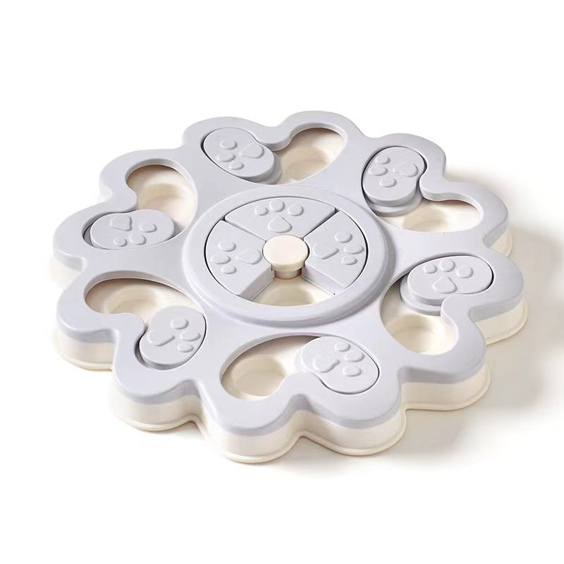 Dog puzzle slow feeder bowl in Lace, Grey
