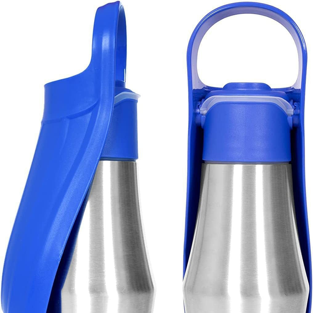 Insulated 750ml stainless steel dog water bottle with bowl, product image 8