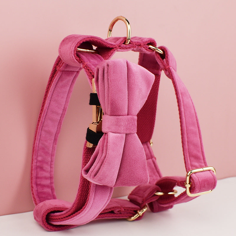 Rose red velvet dog collar and lead, available from Pet Royale UK