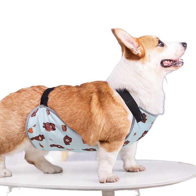 Waterproof dog belly wrap in pink or blue, product image 3