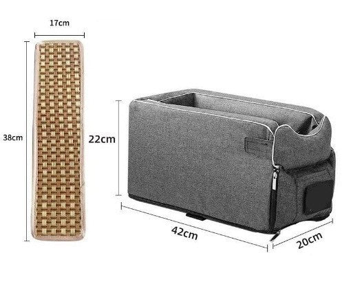 Dog car seat for small dogs and puppies in Grey with Mat