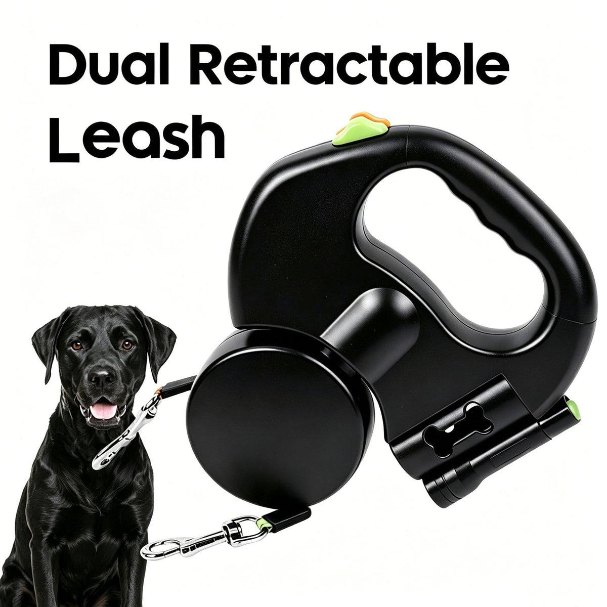 Dual retractable lead for two dogs in 4 colour options