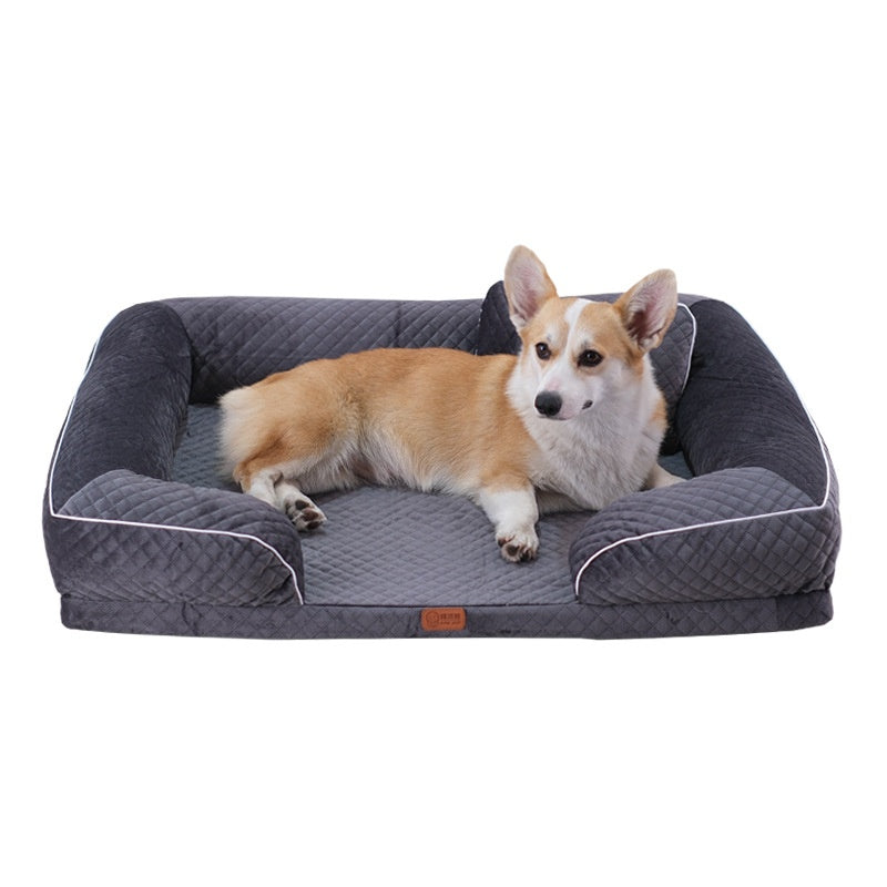 Plaid pet bed mat with pillow, detail photo 4