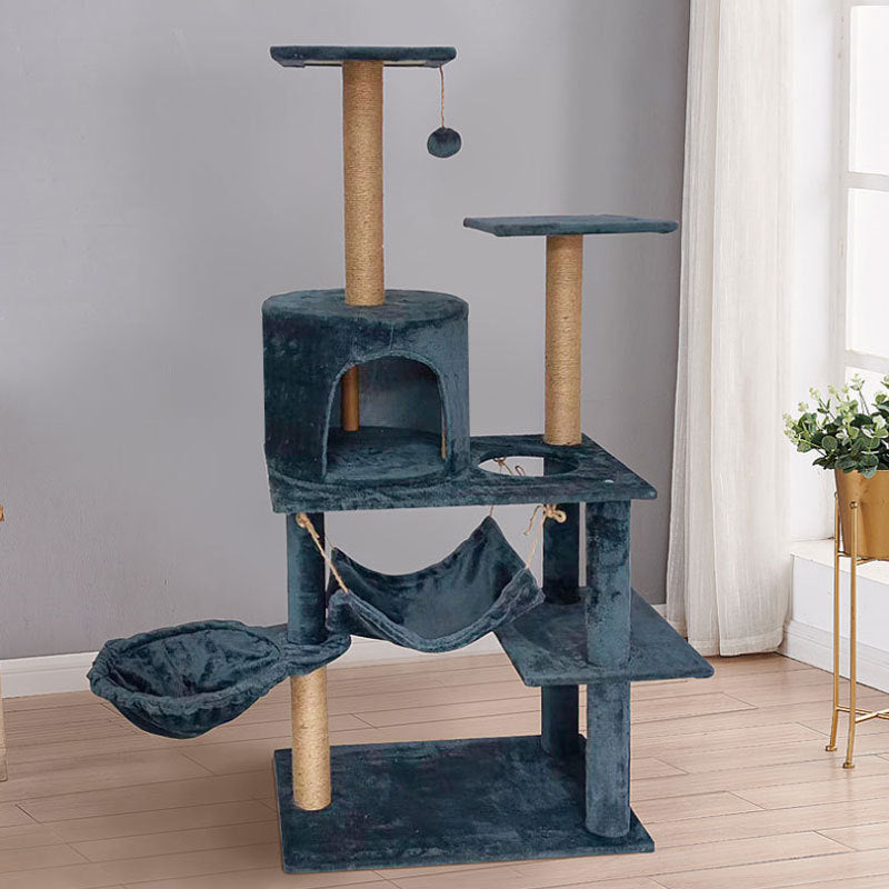 Compact cat climbing tree with hammock and posts, photo 13 of 14