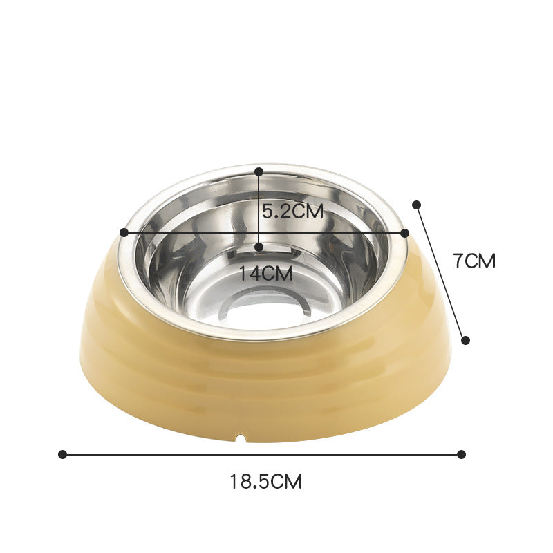 Slanted pet food bowl with stainless steel insert in light green, view 4