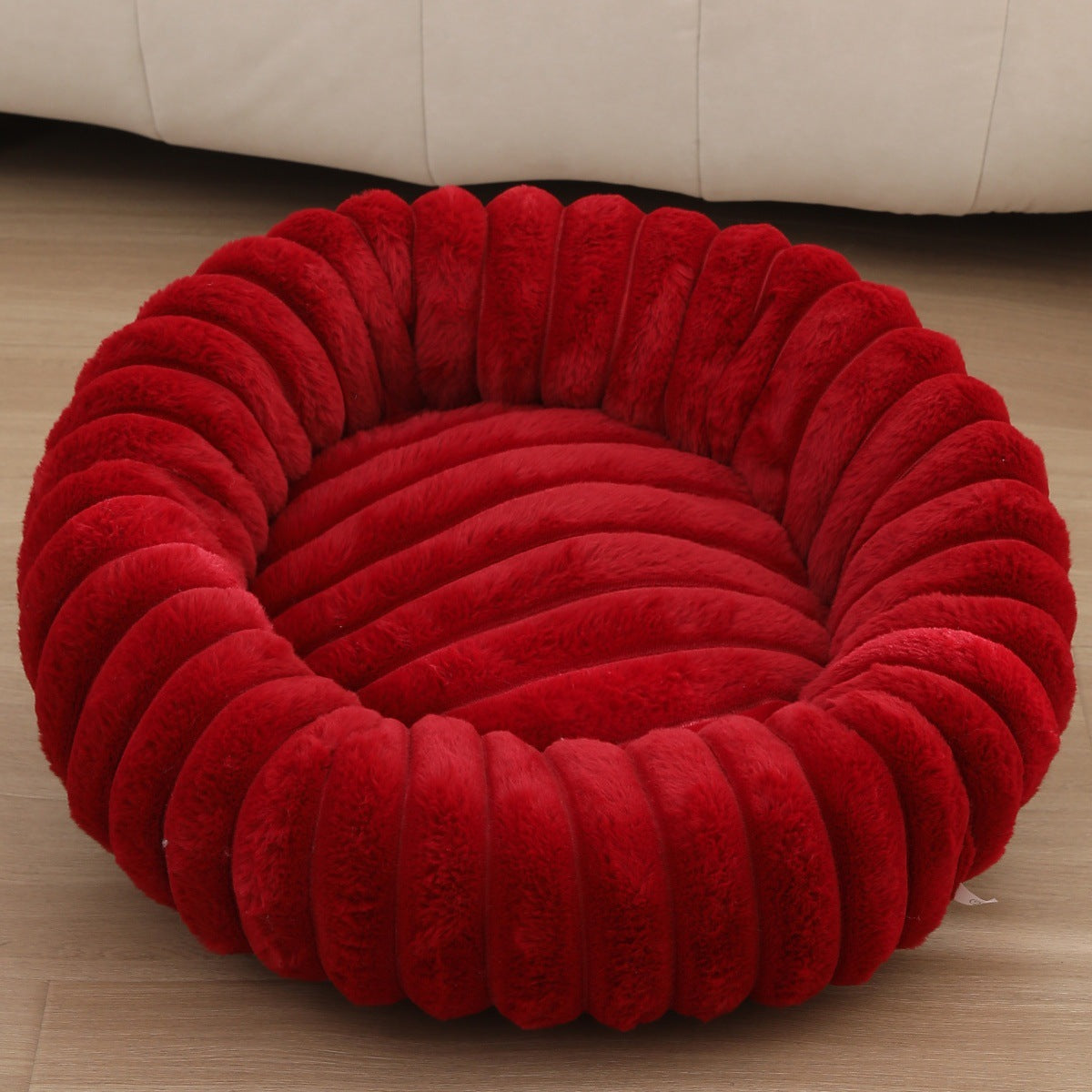 Plush round faux fur pet nest for cats, photo 61 of 80