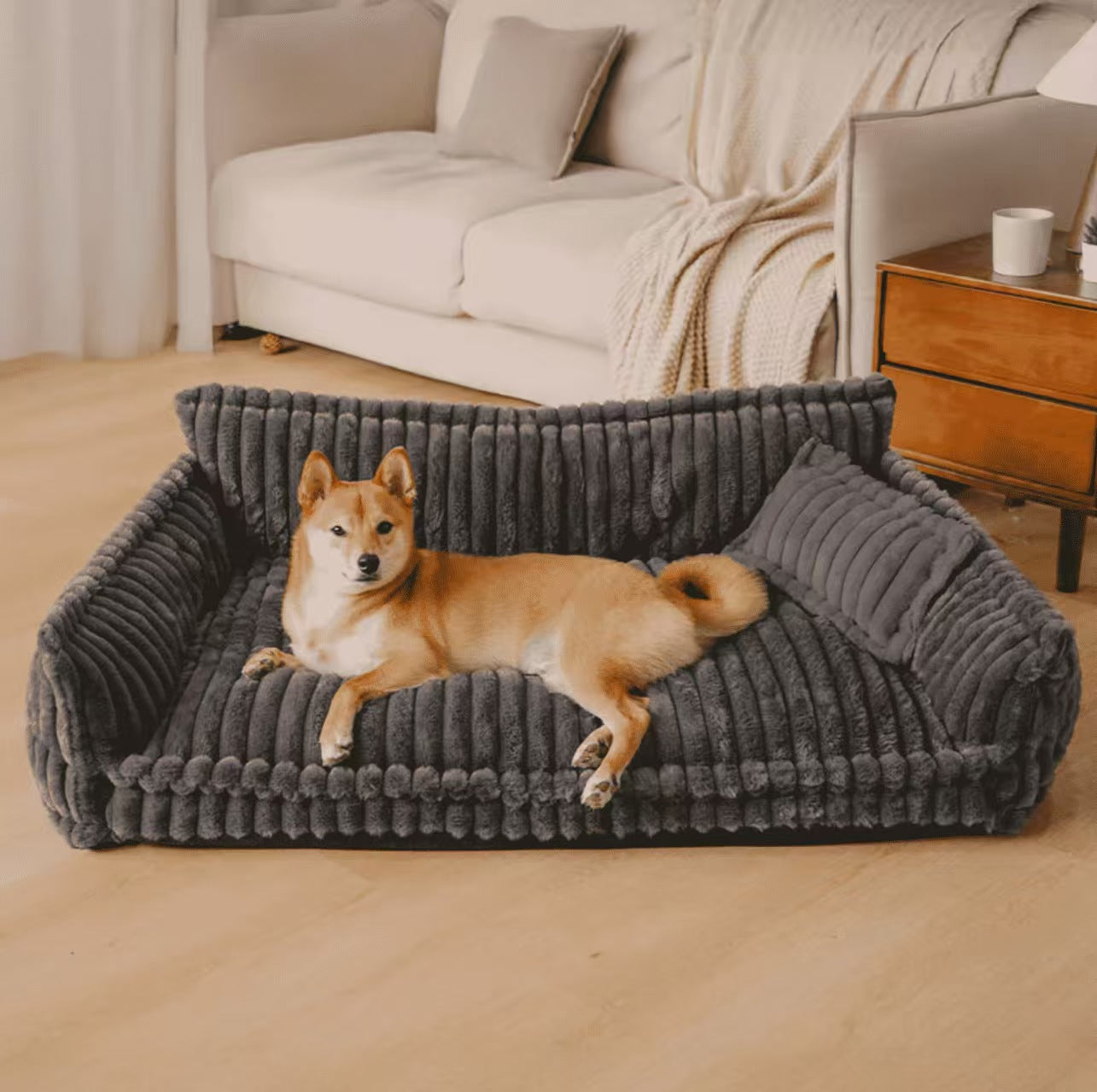 Removable washable plush pet bed with grid mat, photo 36 of 37