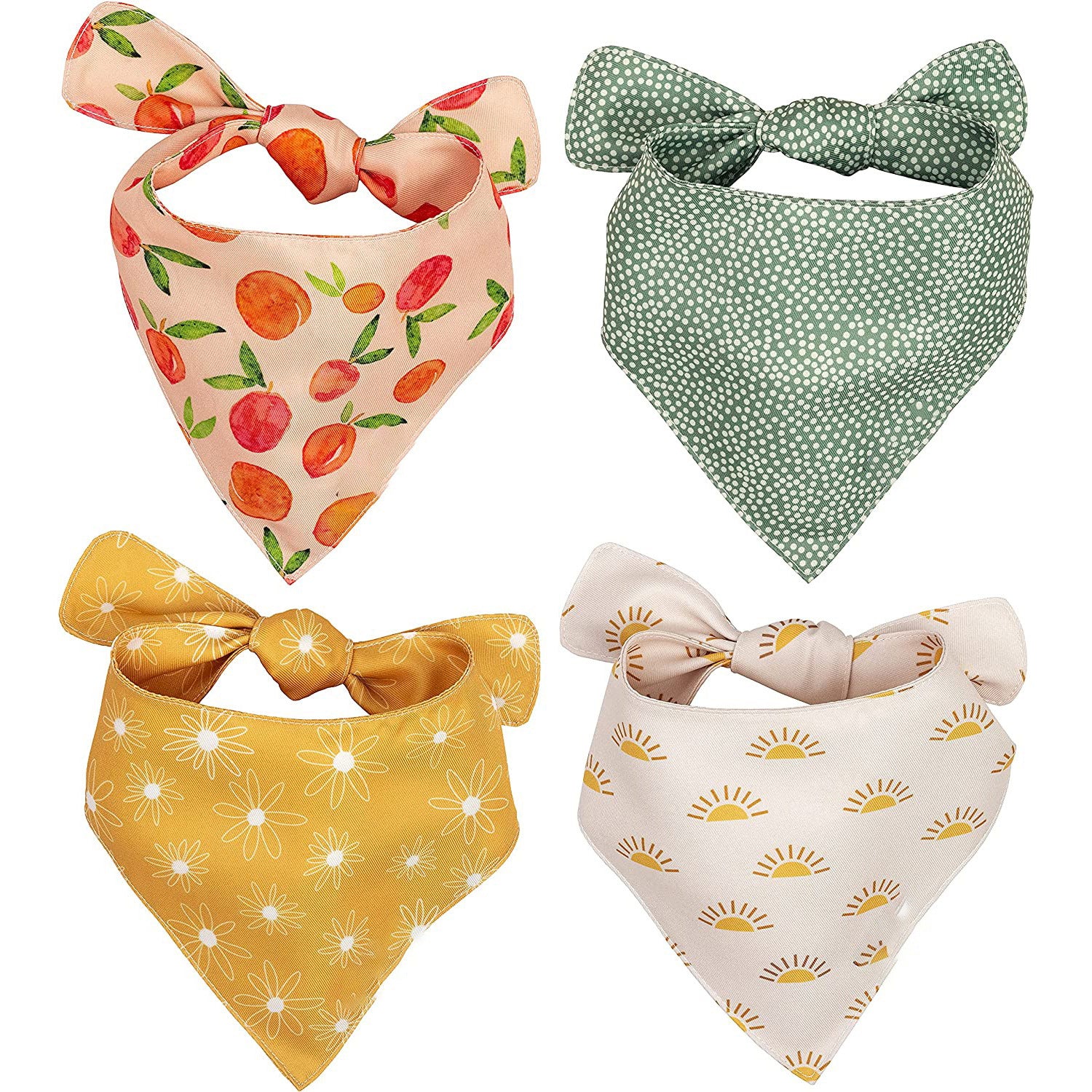 Reversible polyester dog bandana in fun prints in Dot, close-up detail