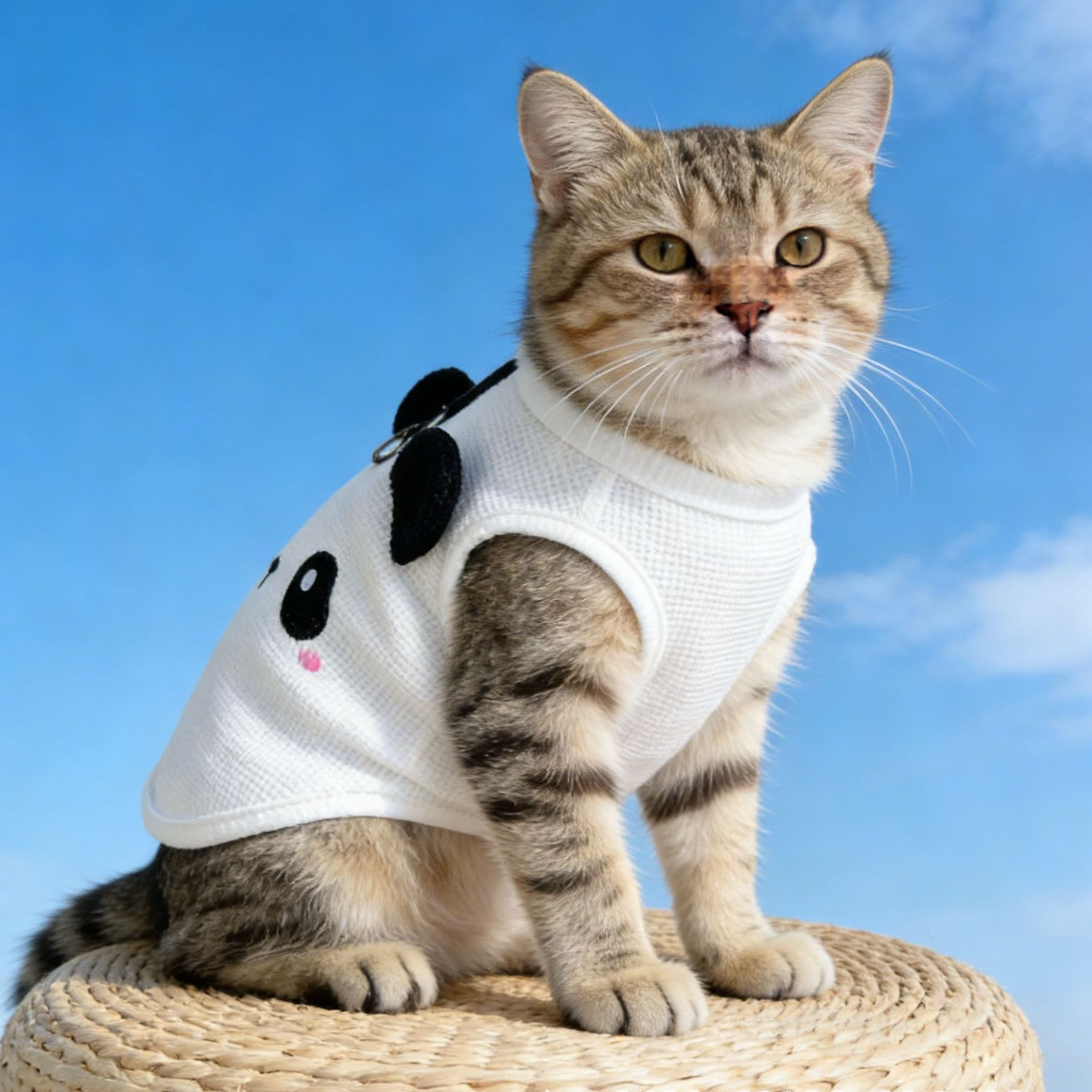 Lightweight summer cat vest with animal print, available in 3 colours, image 2