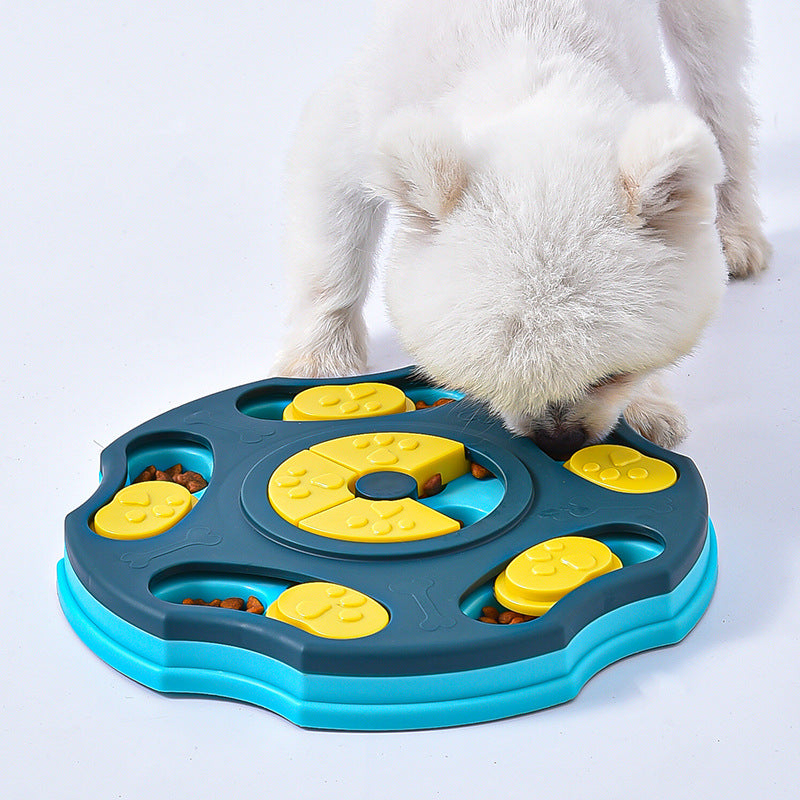 Dog puzzle slow feeder bowl in Five Point, Blue