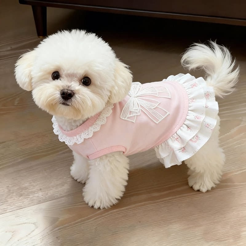 Pink bow dress for small dogs and cats, in Pink, image 1