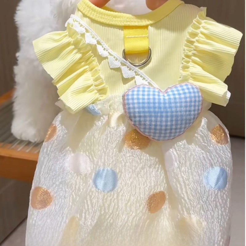 Yellow coral fleece princess dress for dogs and cats, in Yellow, image 6