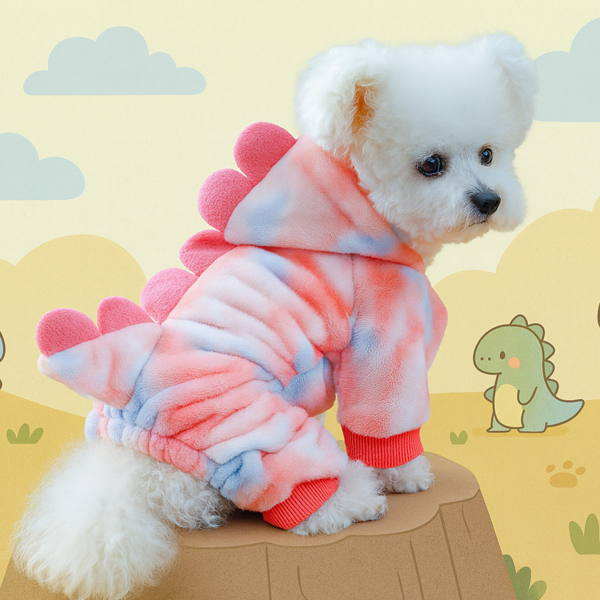 Fleece lined animal costume hoodie for dogs and cats in Blue Dragon, close-up detail