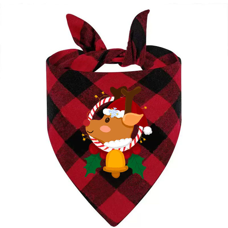 Christmas printed pet bandana for dogs and cats in Red Reindeer, front view