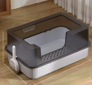 Open Top Cat Litter Box with Tall Splash-Proof Sides