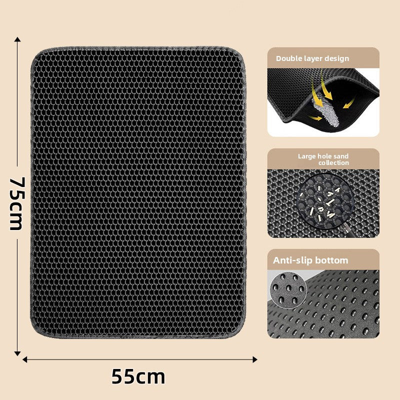 Washable Double Layer Cat Litter Mat, Anti-Tracking Floor Guard