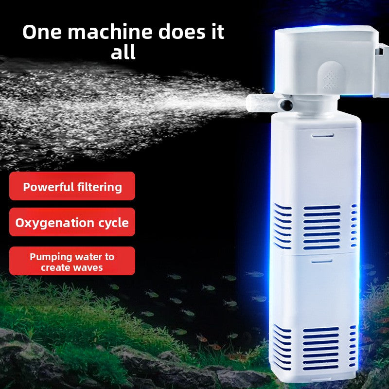 Multi function aquarium filter with oxygen and wave flow, view 3