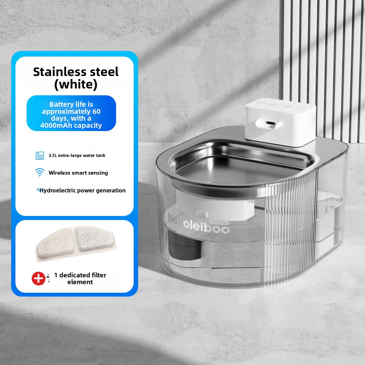 12-Piece Replacement Filter Pack for Wireless Sensor Stainless Steel Pet Water Dispenser