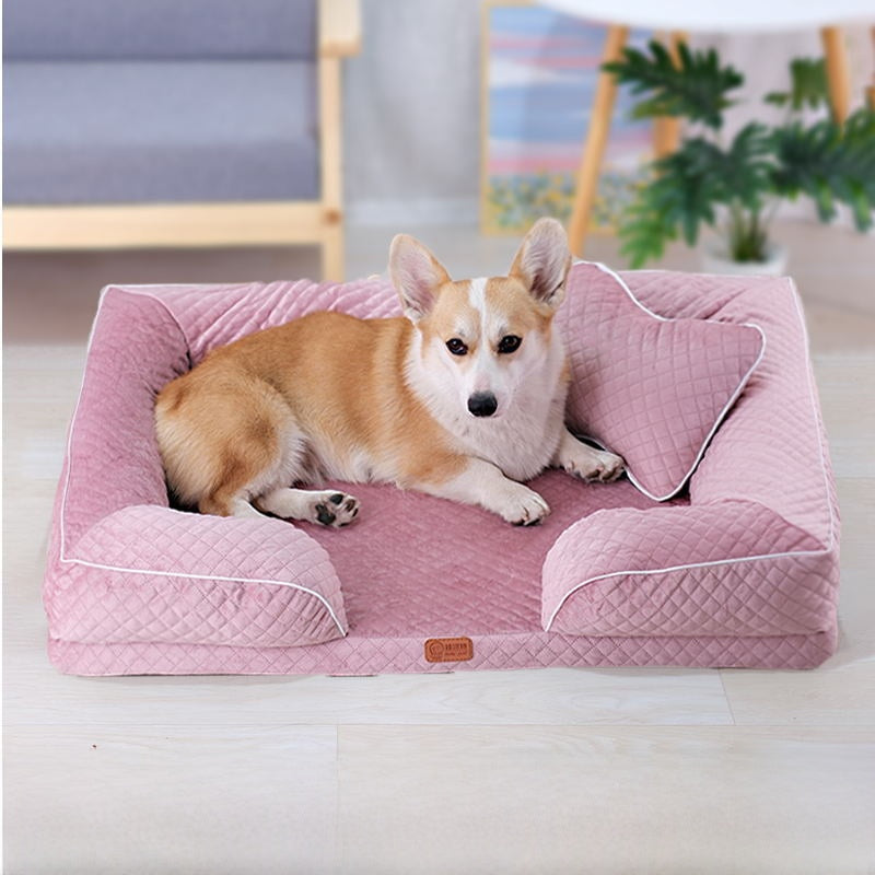 Plaid pet bed mat with pillow, detail photo 52