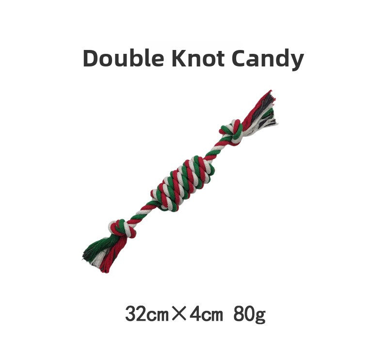 Christmas cotton rope dog toy set with knots for chewing and tug - view 10
